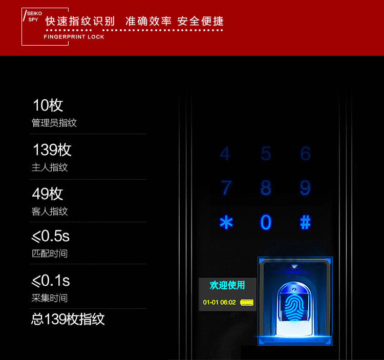 玉蛟龍智能門鎖 智能鎖防窺視輸入、半導(dǎo)體/光學(xué)指紋傳感器
