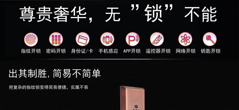 豪力士指紋鎖  L8866F手機(jī)感應(yīng)智能鎖家用防盜大門密碼鎖刷卡智能電子鎖