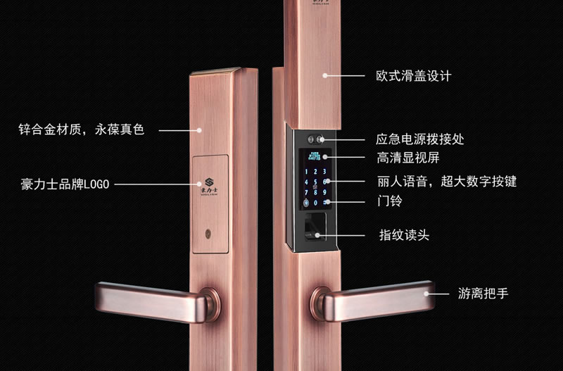 豪力士指紋鎖  L8866F手機(jī)感應(yīng)智能鎖家用防盜大門密碼鎖刷卡智能電子鎖