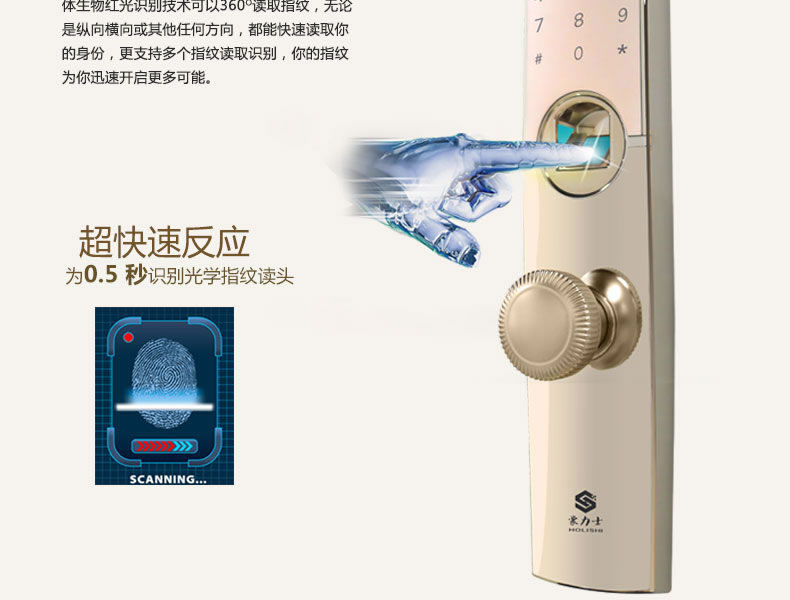 豪力士指紋鎖 D0755F家用防盜門智能鎖手機app感應電子鎖遙控刷卡密碼鎖
