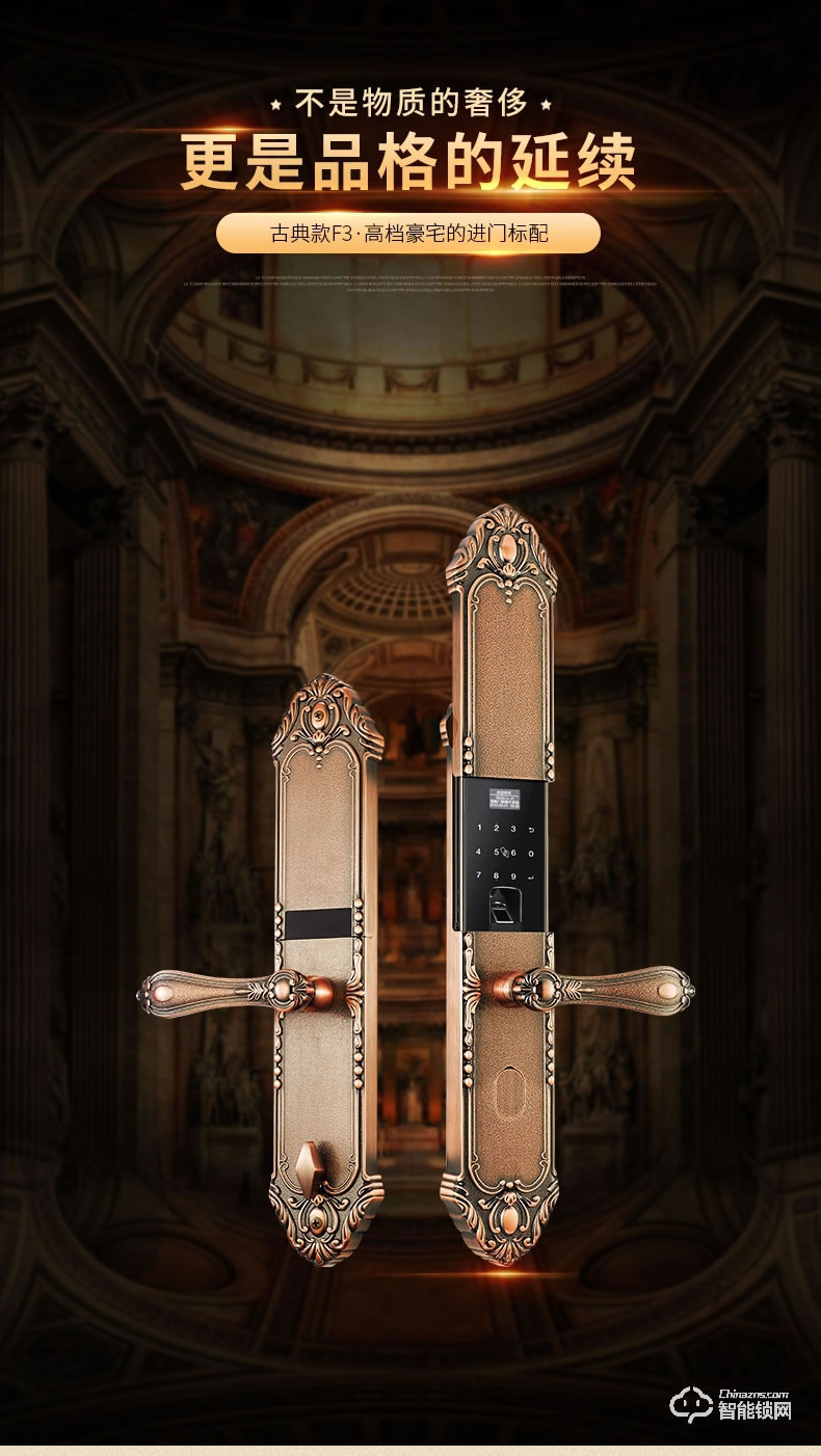 亞太天能智能鎖 F3歐式別墅防盜門智能鎖