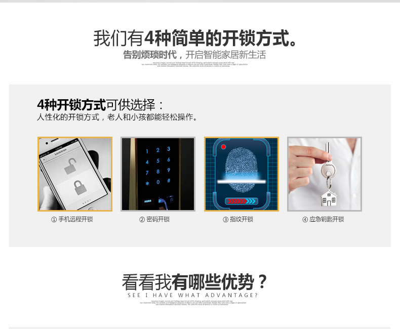 美好家指紋鎖 滑蓋指紋門鎖 別墅防盜刷卡鎖