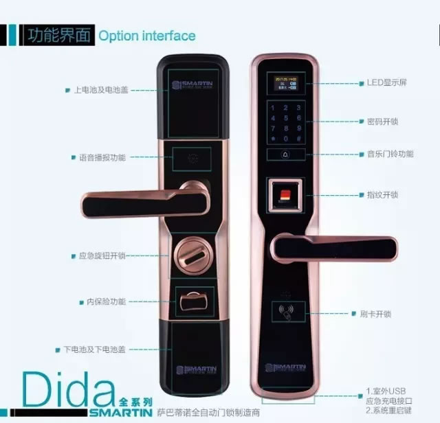 薩巴蒂諾指紋鎖全自動(dòng)智能鎖 紅外感應(yīng) 電子密碼鎖
