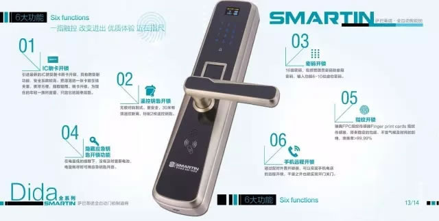 薩巴蒂諾指紋鎖全自動(dòng)智能鎖 紅外感應(yīng) 電子密碼鎖