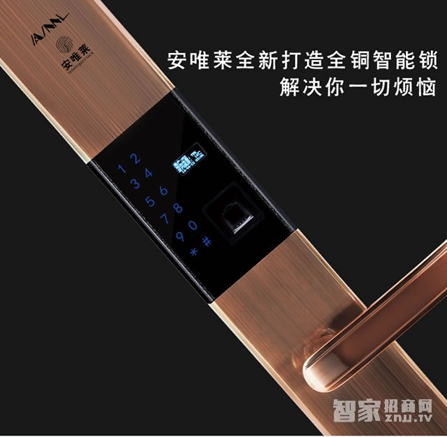 安唯萊智能鎖 全銅滑蓋智能指紋密碼鎖