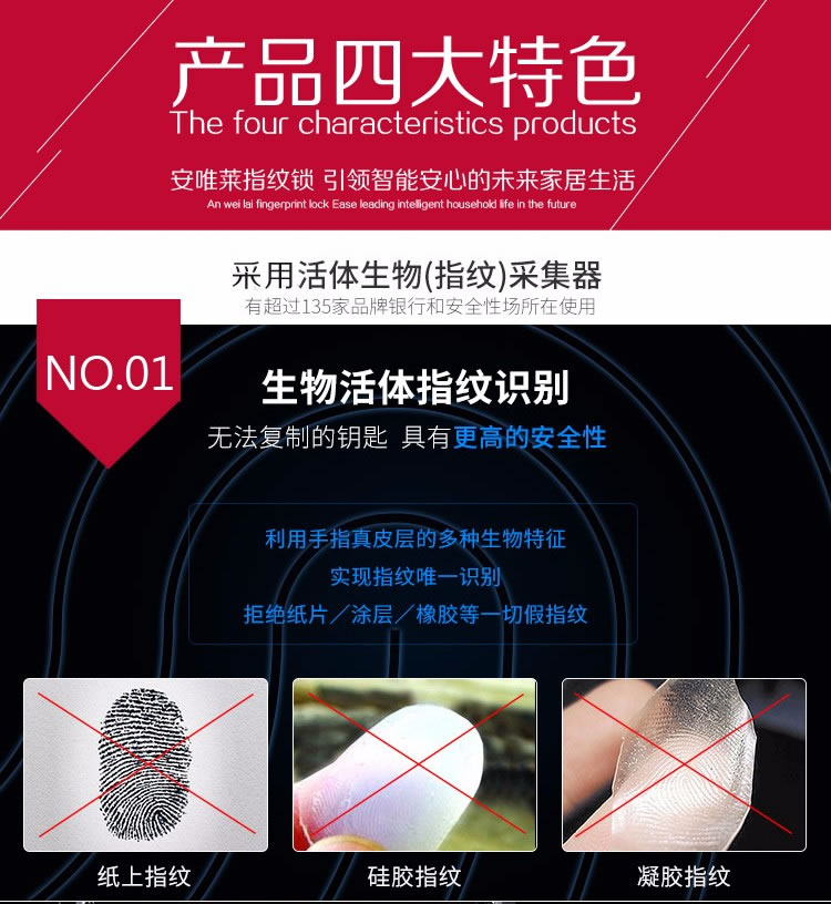 安唯萊智能鎖 滑蓋防盜門智能指紋鎖密碼鎖刷卡鎖