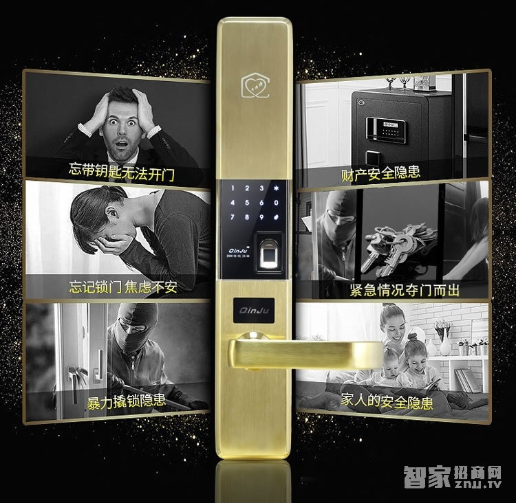 沁居智能防盜指紋鎖 防撞型游離把手 鋅合金面板