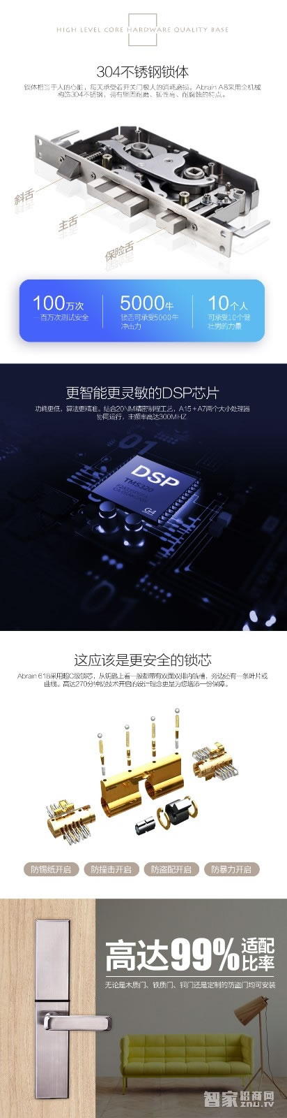 愛波瑞Abrain智能鎖 全不銹鋼滑蓋智能鎖