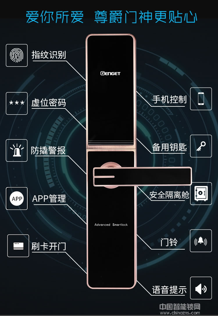 尊爵智能鎖 家用防盜電子密碼鎖 手機控制智能門鎖