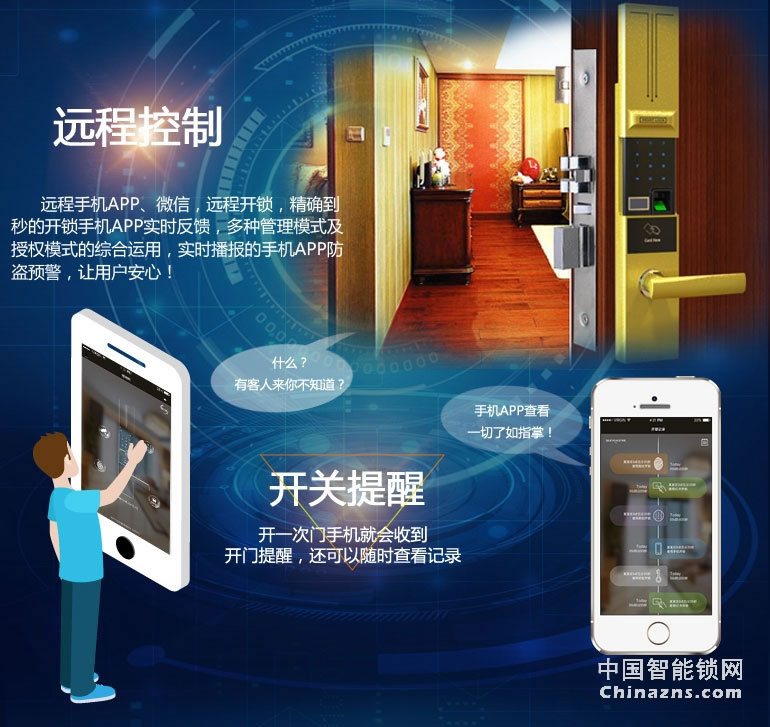 恒眾鑫APP物聯網智能鎖T62 家用防盜門木門指紋密碼鎖