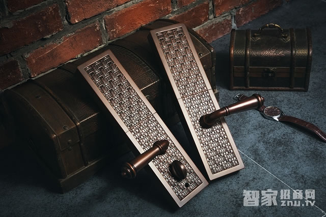 艾棲防盜家用指紋鎖 復古指紋密碼鎖 純銅滑蓋指紋鎖