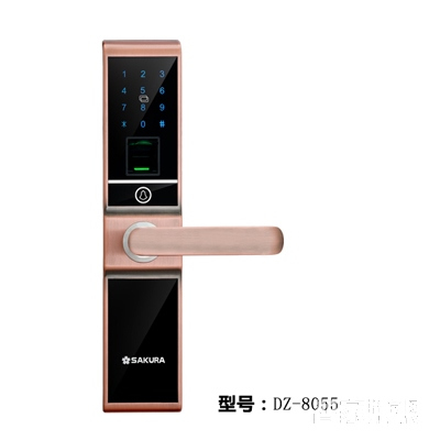 櫻花指紋鎖 密碼鎖 刷卡鎖 紅古銅 不銹鋼面板