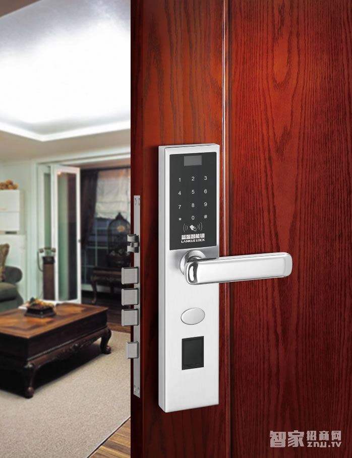 藍盔指紋密碼刷卡鎖 不銹鋼電子鎖 木門智能鎖