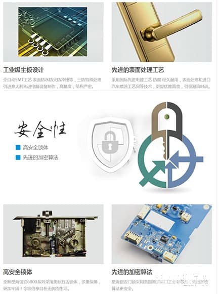 星海創安智能鎖 家用直板指紋鎖