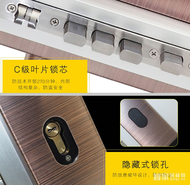 特工狗防盜門鎖智能門鎖指紋密碼鎖全觸屏面板、防復制指紋