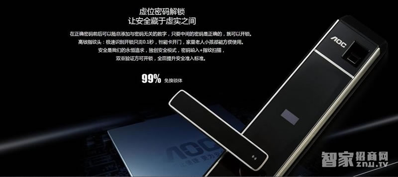 AOC指紋密碼鎖 直板智能鎖 感應(yīng)鎖