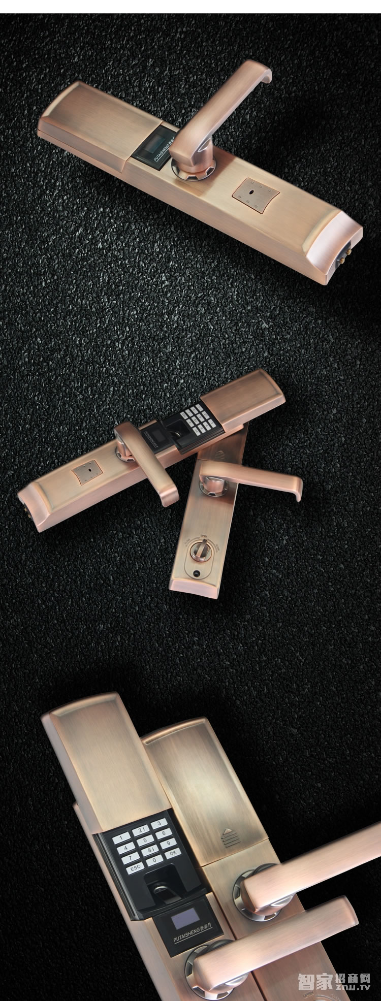 普泰升滑蓋指紋鎖 電子密碼鎖 防盜門鎖