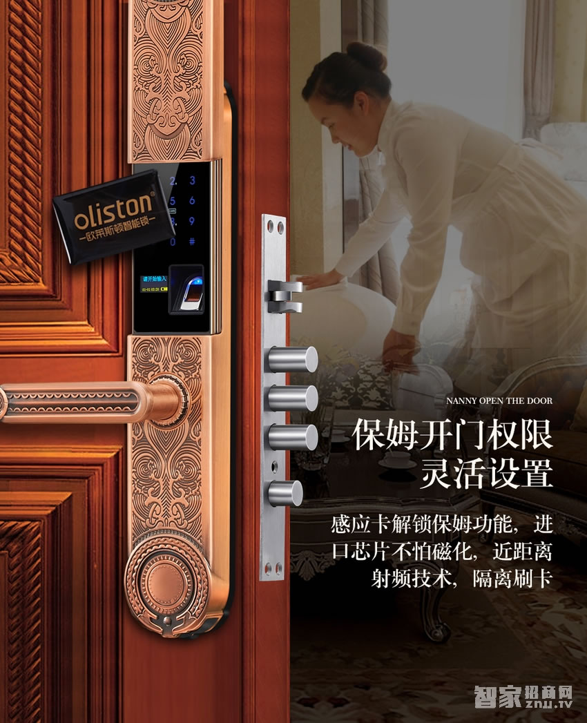 歐萊斯頓指紋鎖家用防盜大門 電子密碼APP開鎖