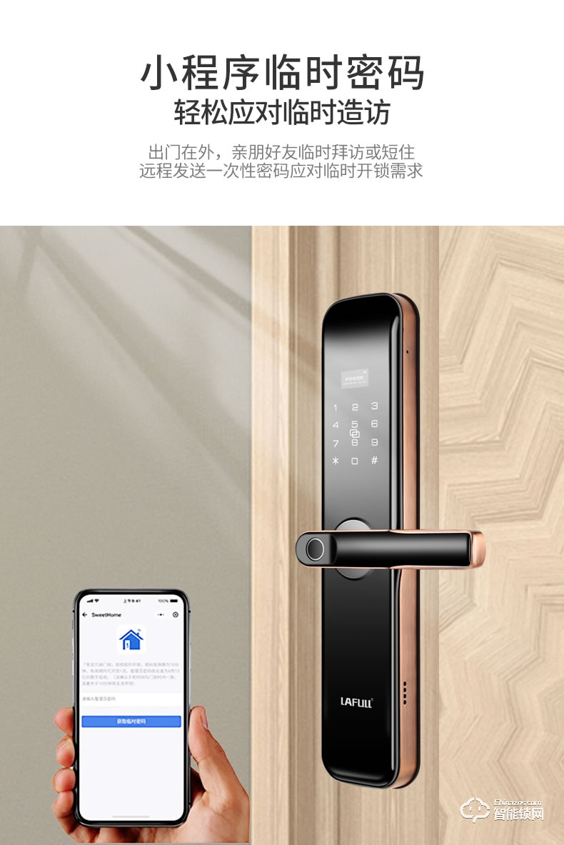 朗菲智能鎖 家用防盜門(mén)免開(kāi)孔入戶(hù)門(mén)電子鎖
