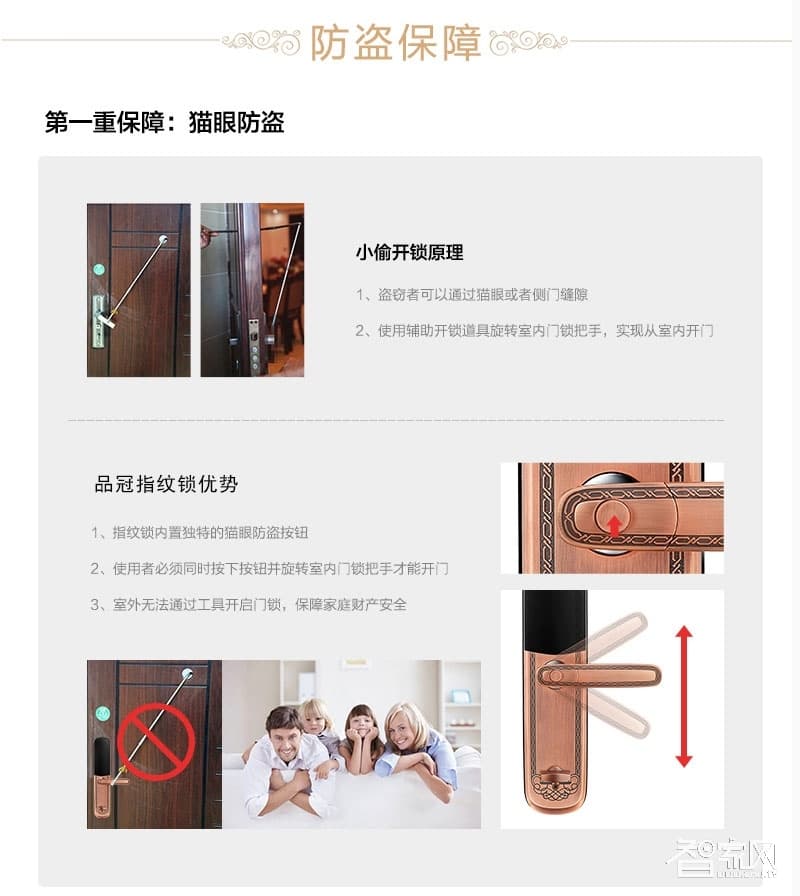 品冠智能鎖 智能指紋鎖超B級鎖芯光電指紋識別