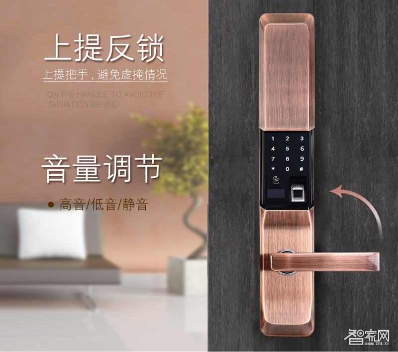 特工狗 指紋鎖防盜門電子密碼鎖 刷卡感應鎖 智能門鎖 APP智能版 TGG-6806紅古銅