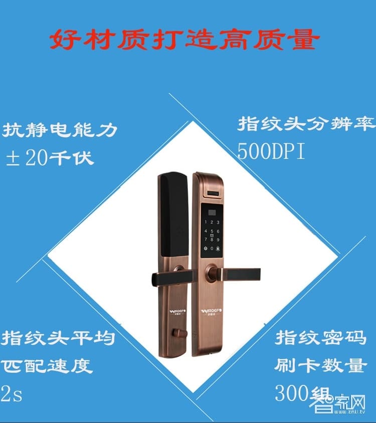 沃德浮指紋鎖 電子感應鎖 磁卡指紋密碼智能門鎖