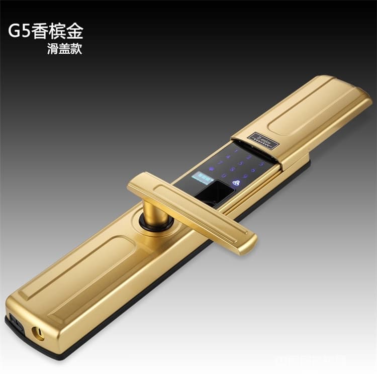 優(yōu)咖香檳色智能指紋鎖 防撬報警智能門鎖