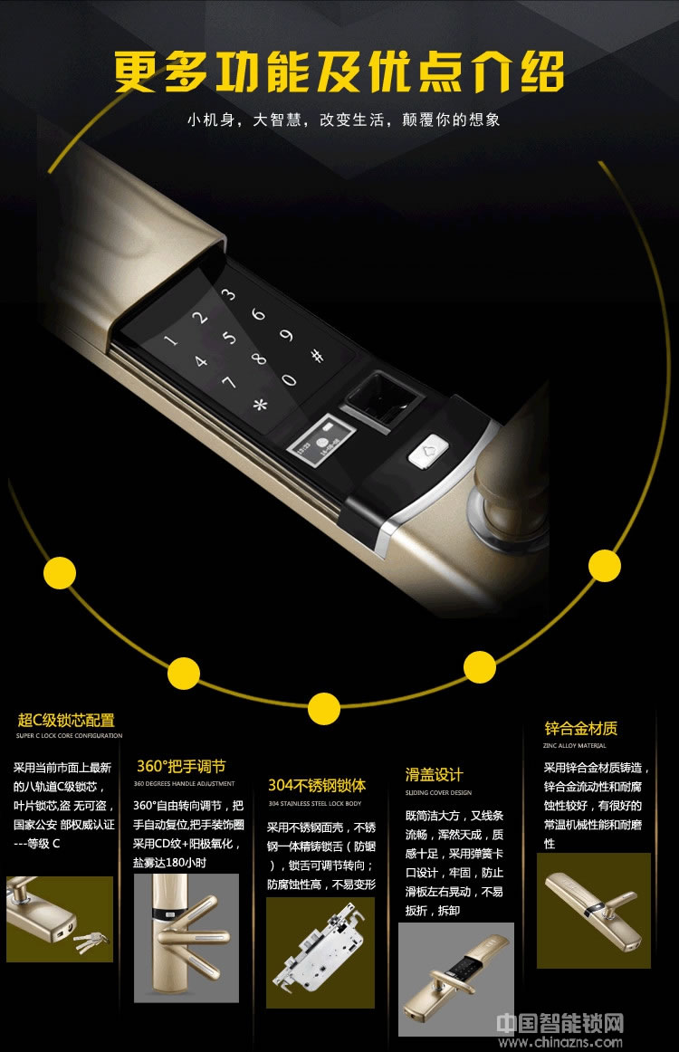 優(yōu)咖遠(yuǎn)程控制物聯(lián)網(wǎng)智能鎖 防貓眼開啟指紋鎖