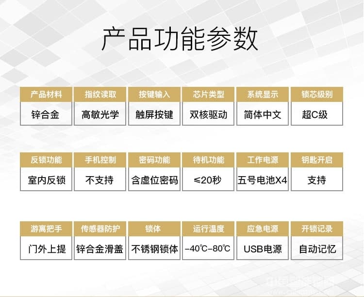 smarda指紋鎖 超C級葉片鎖芯指紋鎖 防盜門指紋密碼鎖