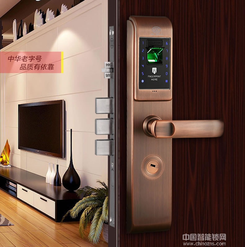 三環(huán)指紋鎖 全304不銹鋼智能鎖 防盜門(mén)入戶(hù)門(mén)密碼鎖