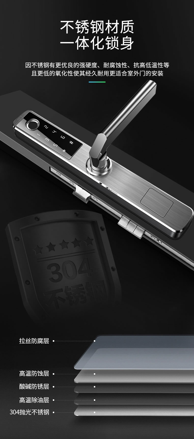 拉盯指紋鎖 家用滑蓋指紋鎖 APP智能門鎖