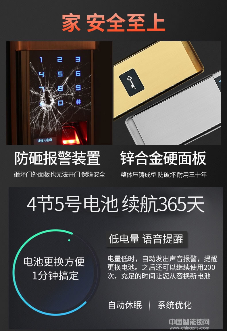 帥榮智能鎖 不銹鋼指紋識別鎖 電子感應密碼鎖