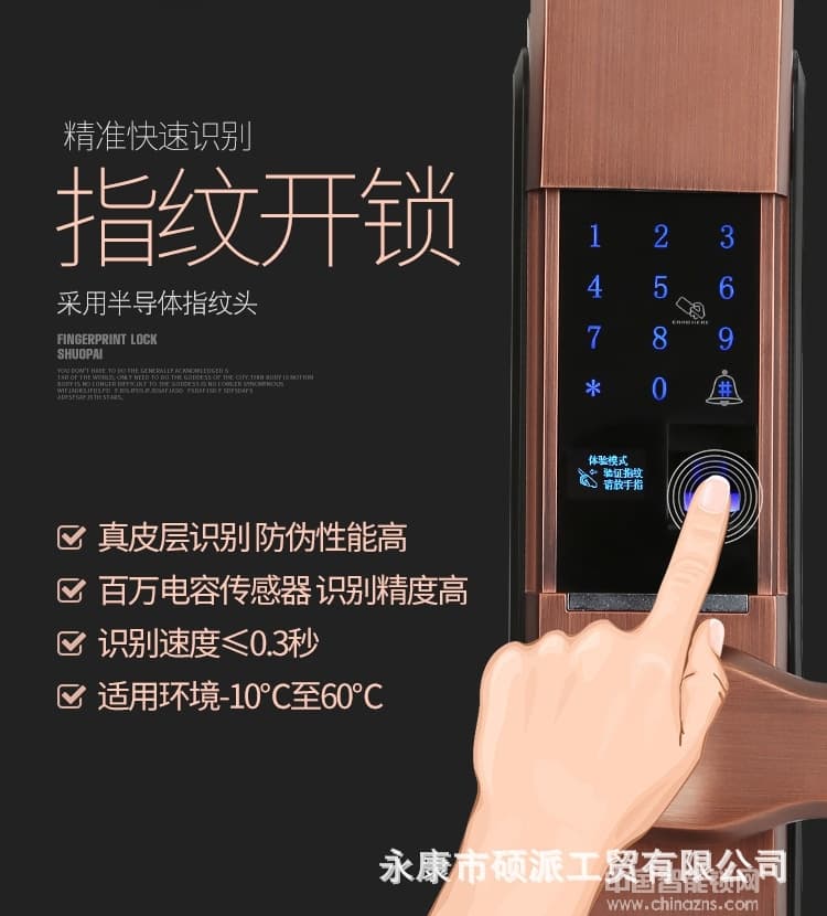 碩派手機遠程電子鎖 家用防盜門指紋鎖