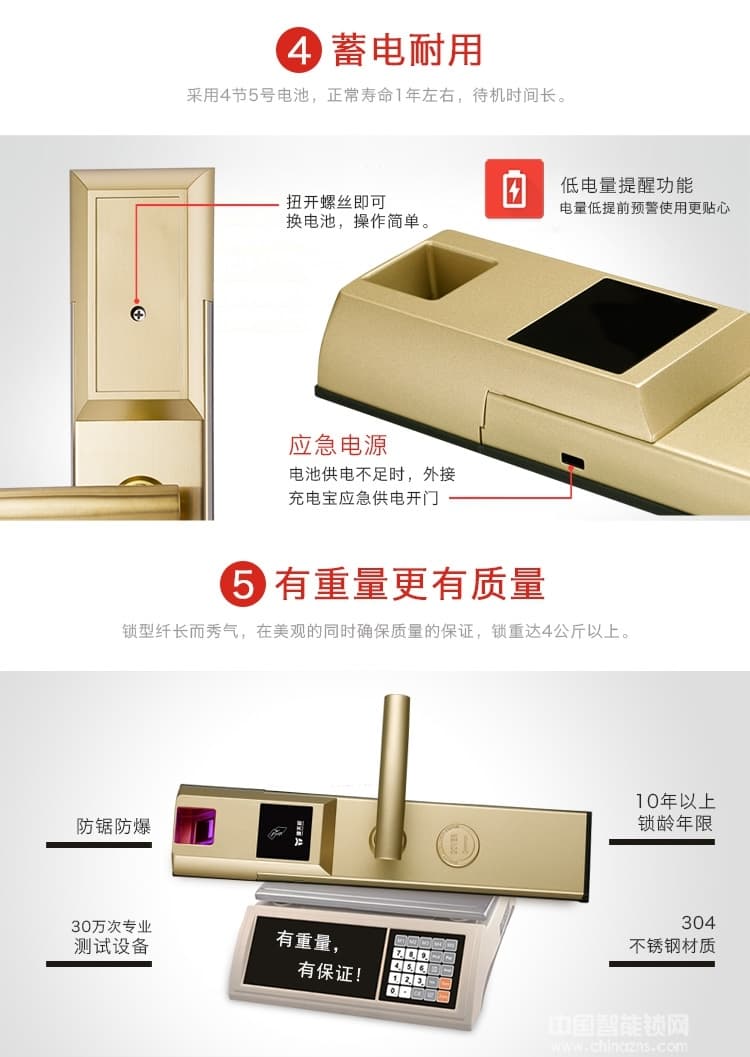 源天祥酒店鎖 大門智能鎖 指紋刷卡鎖