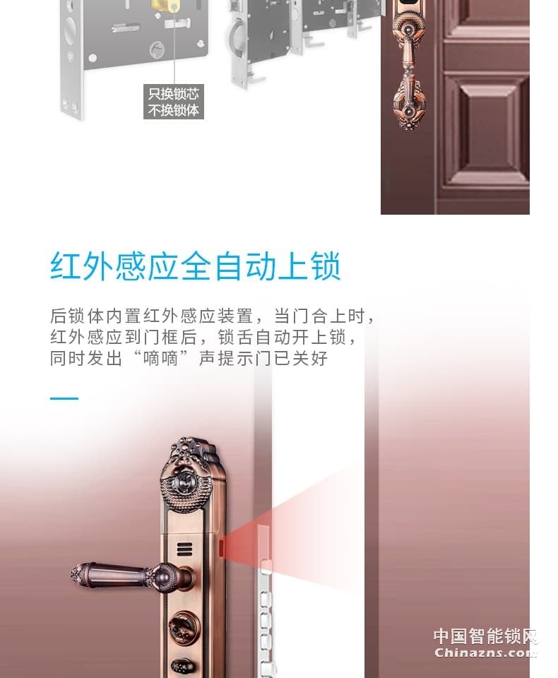 羅曼斯全自動智能鎖DD2 家用防盜門指紋鎖密碼電子入戶門鎖