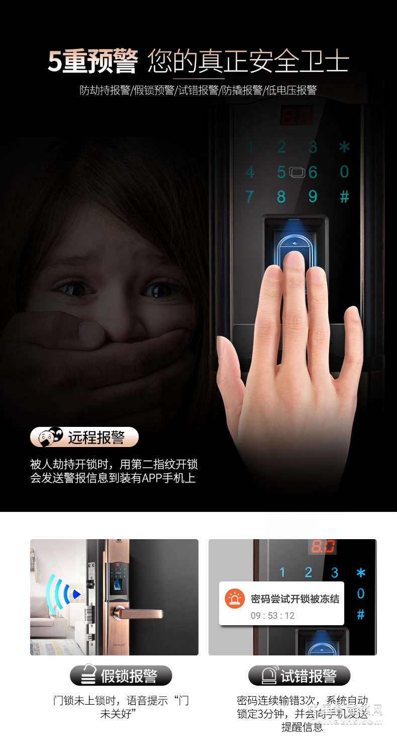 櫻花防小黑盒8088滑蓋指紋鎖 防盜門鎖家用遠程控制大門開鎖智控