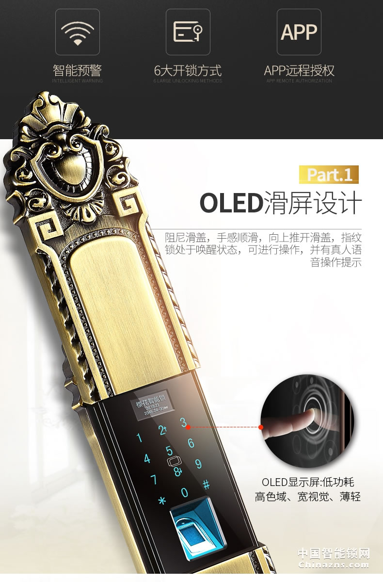 櫻花8383S滑蓋指紋鎖 歐式別墅app庭院大門(mén)智能門(mén)鎖