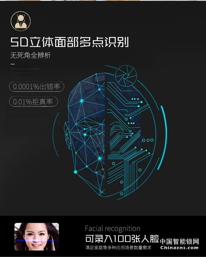 AOC人臉識別全自動智能鎖 電子鎖刷臉鎖