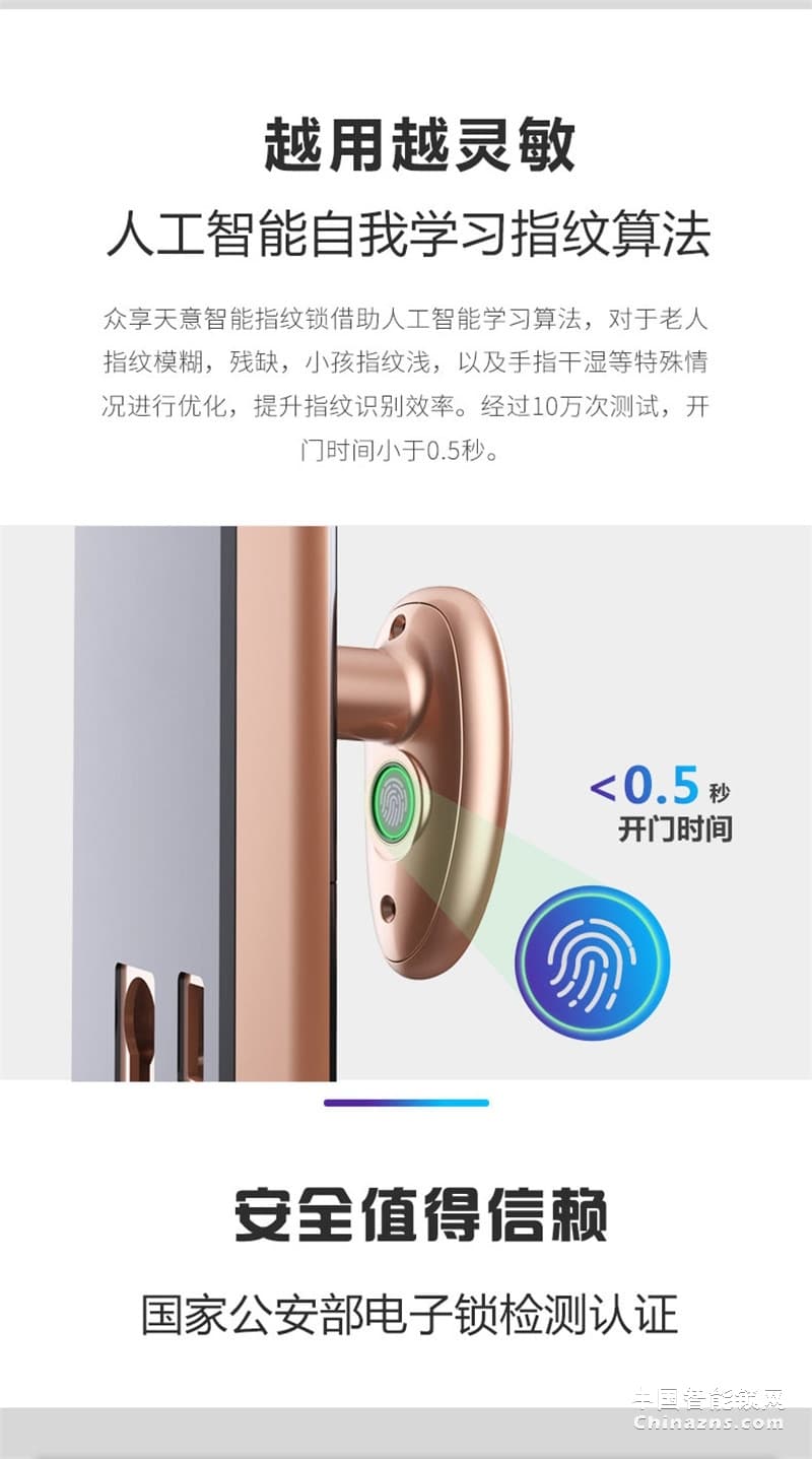 眾享帶攝像頭防盜門鎖 臨時密碼 多重開鎖