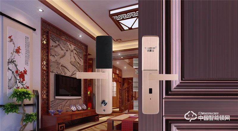 科萊寶 雙系統(tǒng)半導(dǎo)體指紋鎖 鋅合金玫瑰金色 KLB-9008