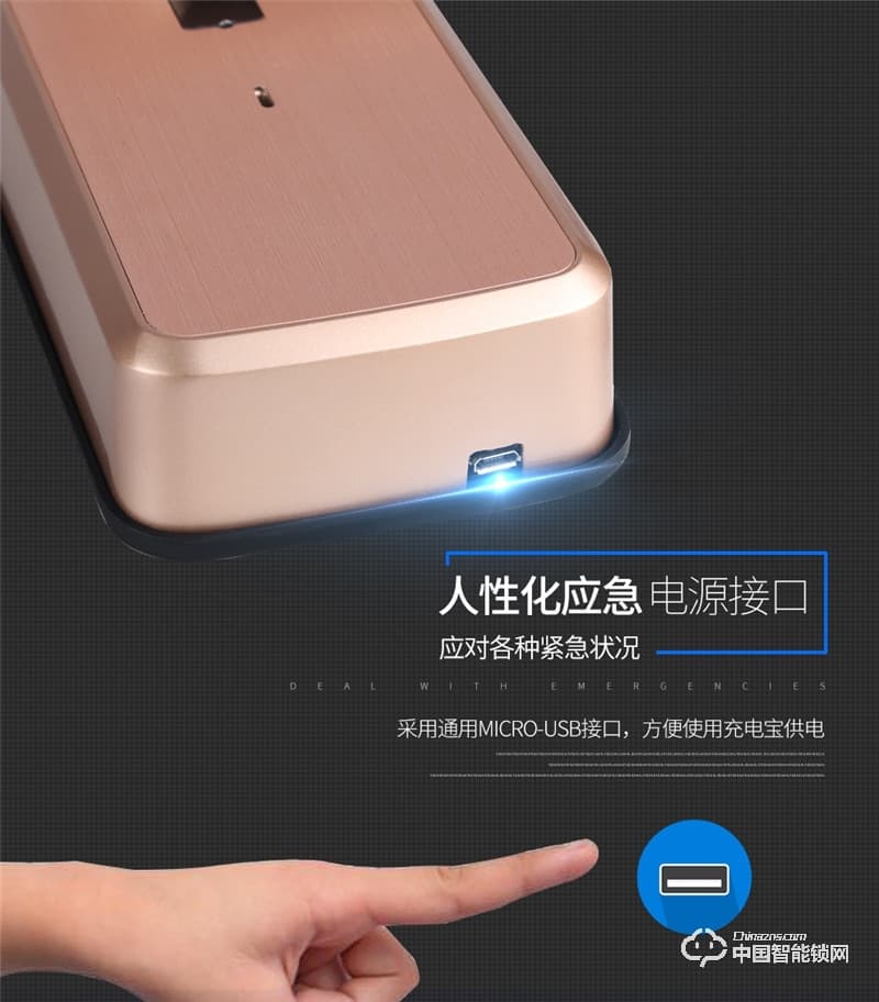 科萊寶 雙系統(tǒng)半導(dǎo)體指紋鎖 鋅合金玫瑰金色 KLB-9008