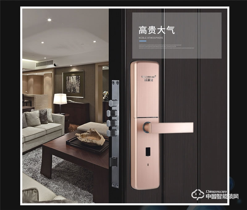 科萊寶 雙系統(tǒng)半導(dǎo)體指紋鎖 鋅合金玫瑰金色 KLB-9008