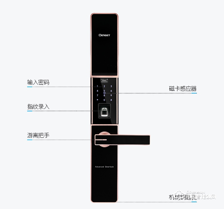 尊爵電子指紋鎖智能識別指紋密碼鎖家用防盜指紋鎖電子密碼鎖