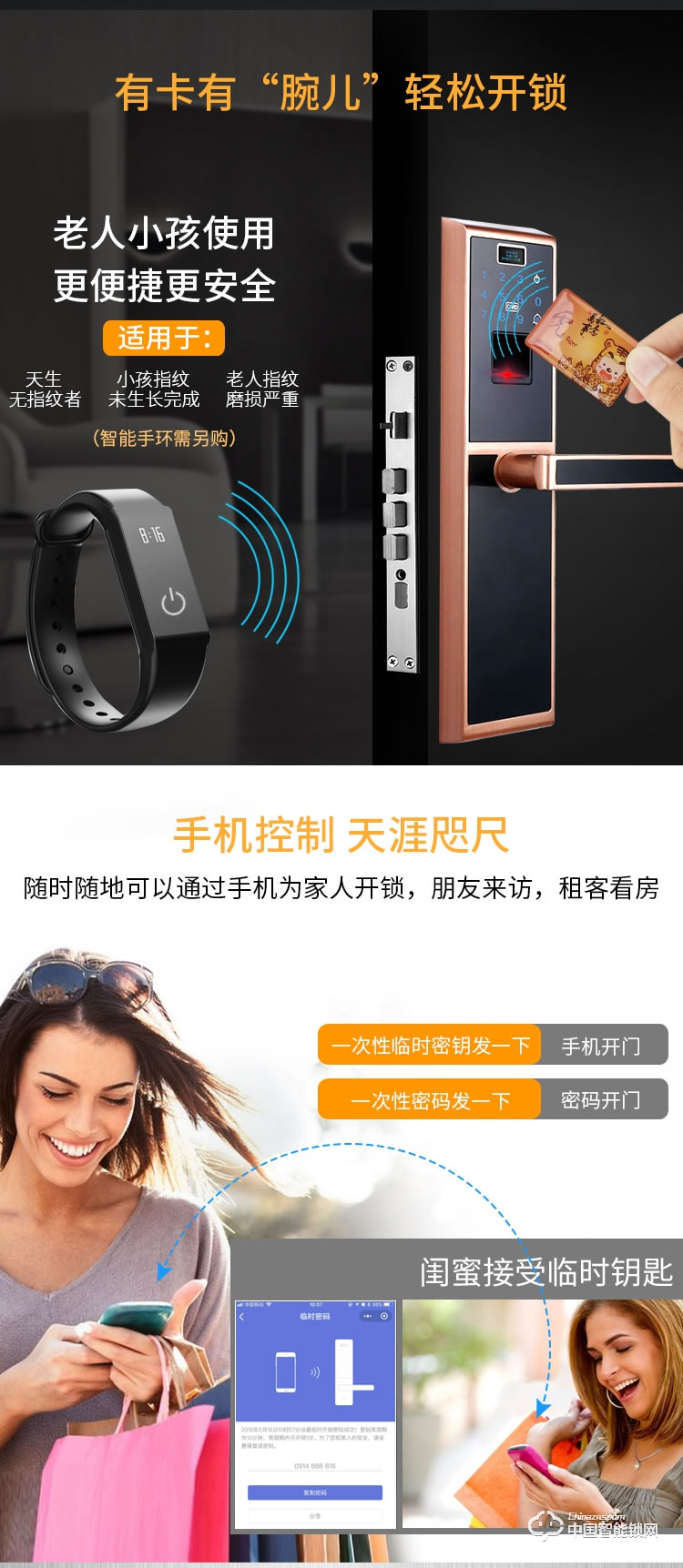 尊爵指紋鎖智能識別指紋密碼鎖家用防盜指紋鎖物聯電子密碼鎖