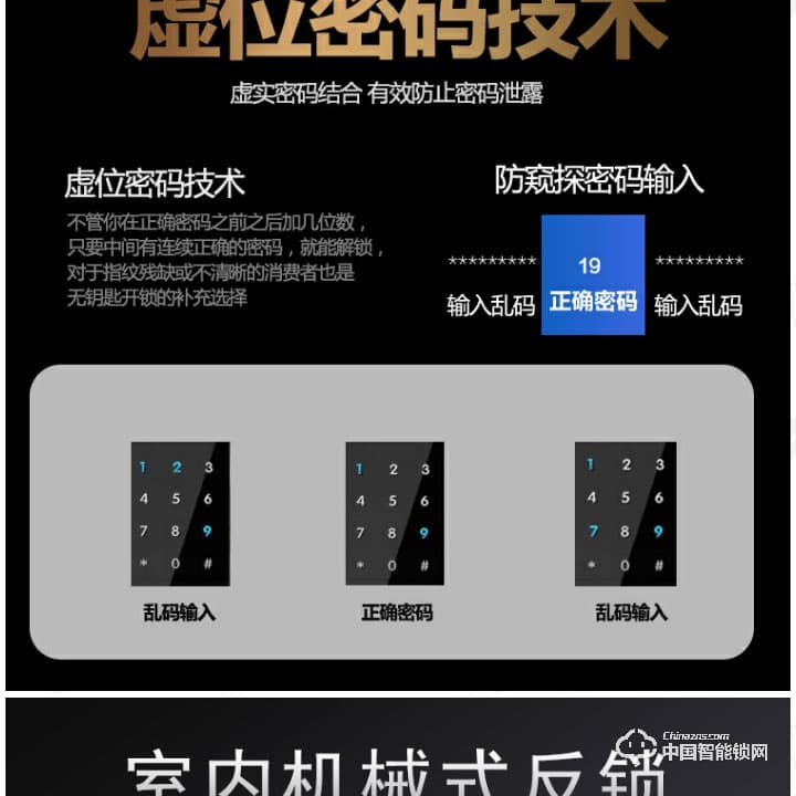 安享指紋鎖 小滑蓋指紋密碼鎖 防盜門智能門鎖