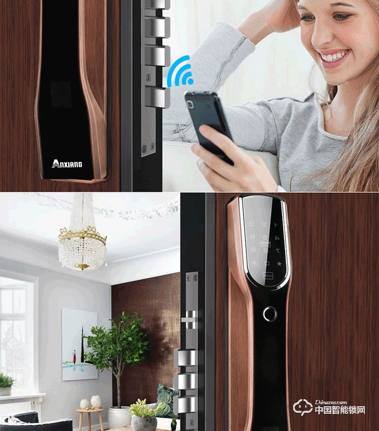 安享指紋鎖 直板指紋密碼鎖 家用防盜門智能鎖