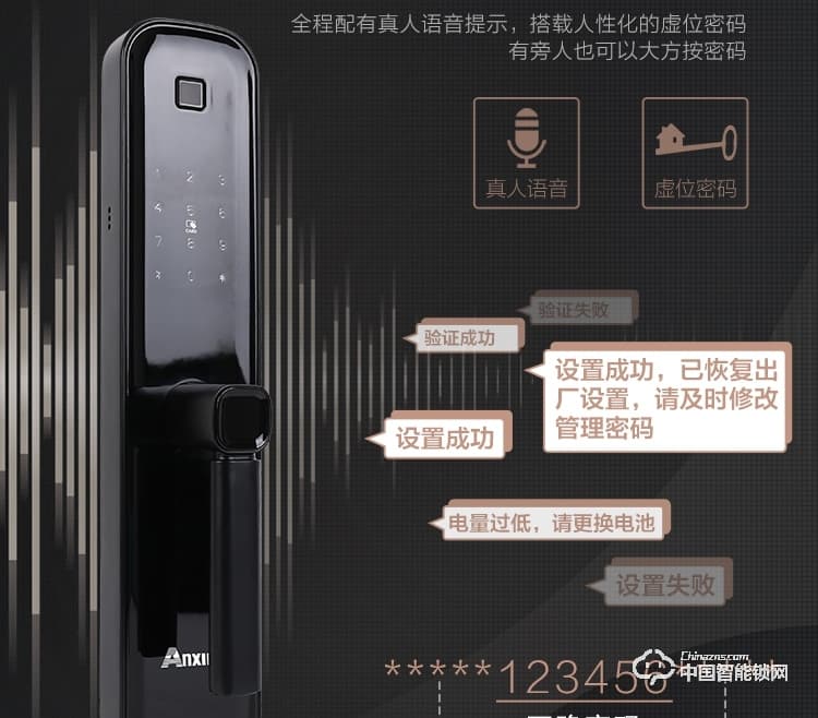 安享指紋鎖 直板指紋鎖 防盜門電子密碼鎖刷卡鎖