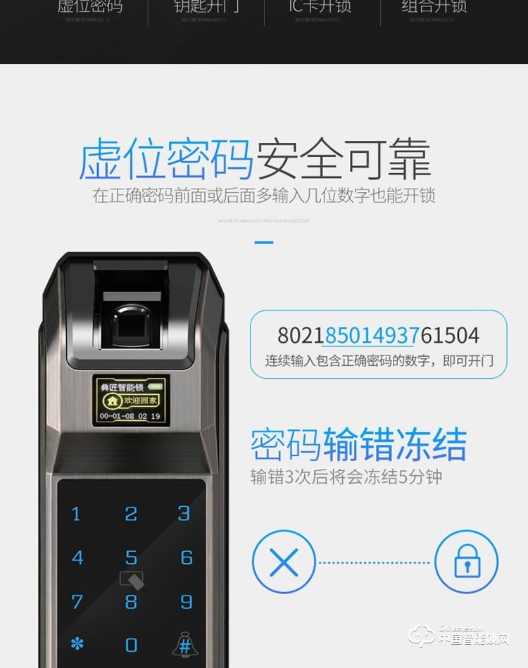 典匠智能鎖 D6037頭部自動翻蓋智能鎖