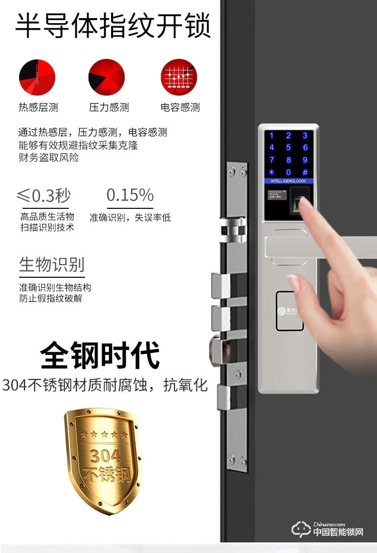 美爾固指紋鎖 家用防盜門鎖密碼鎖電子鎖