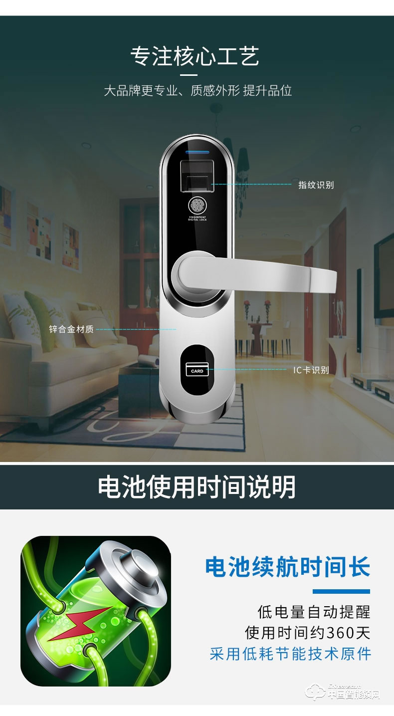 勁圣盾指紋鎖 智能鎖IC磁卡電子感應鎖